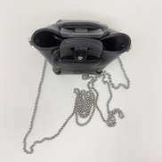 Black Micro handbag with a chain detail on a white background